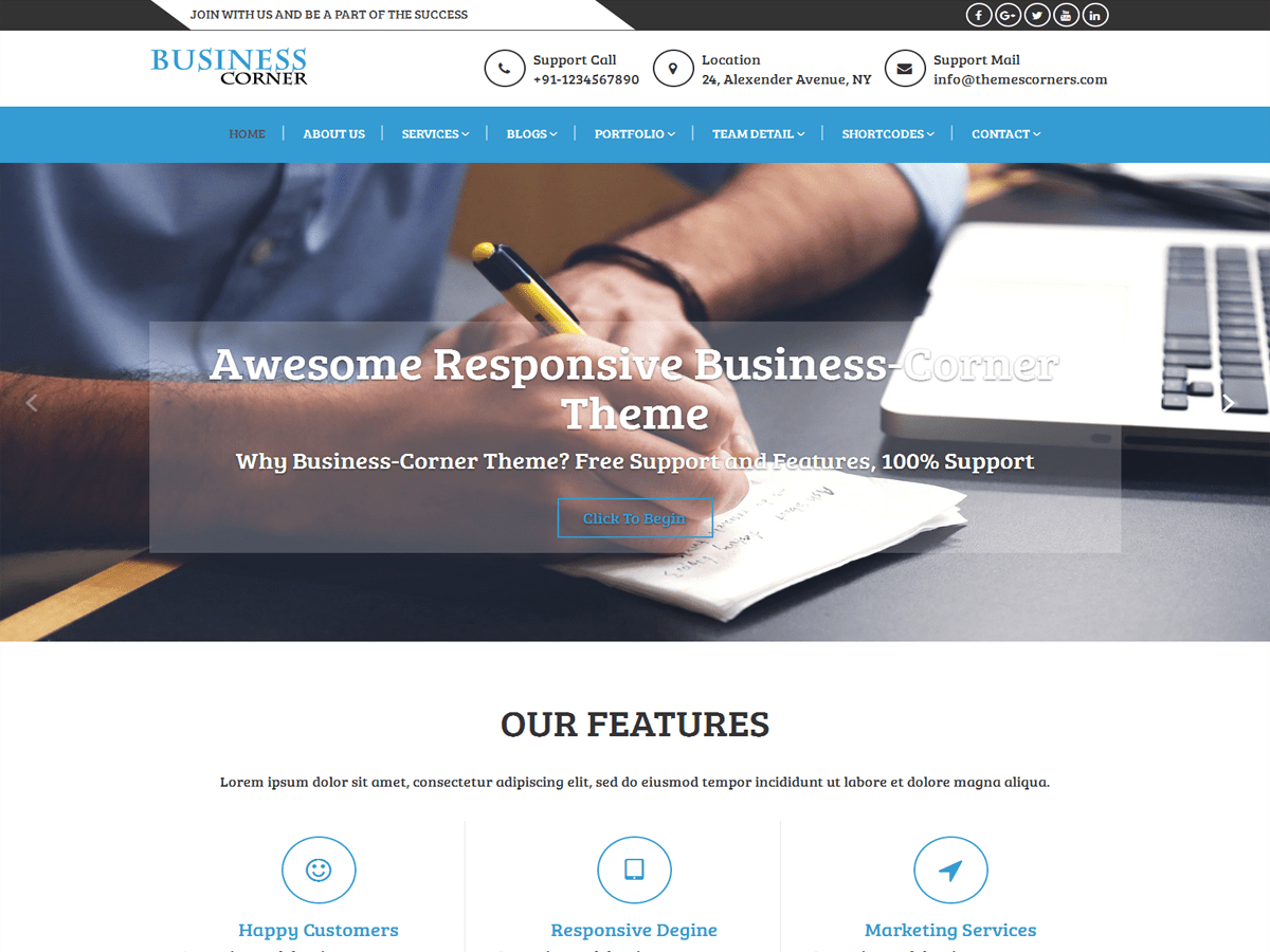 Business Corner WordPress theme screenshot